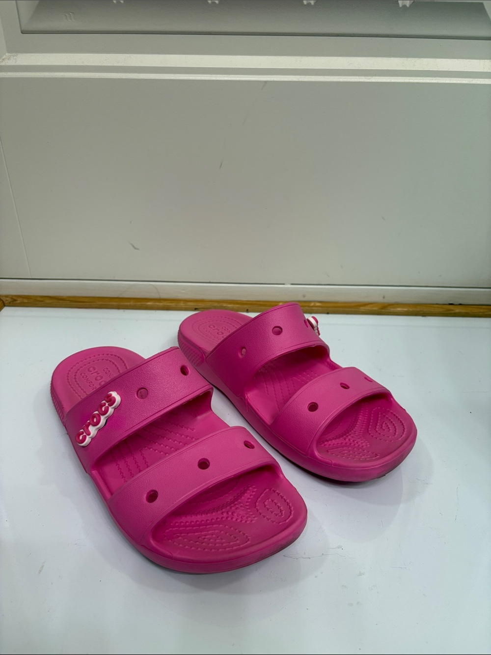 CROCS Women’s Double-Strap Slide — Hot Pink